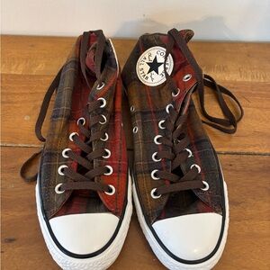 Vtg Converse All Star Chuck Taylor Plaid Flannel High Hi Top USA Sz M7.5 W9.5